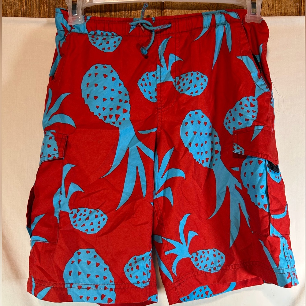 Gap boys red/blue patterned swim trunks M 7–8